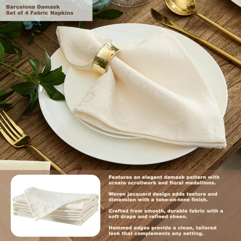Newbridge Barcelona Luxury Damask Fabric Tablecloth, 70â€ Round, Antique White, 100% Polyester, No Iron, Soil Resistant Dining Room, Party and Banquet Table Cover - Image 4